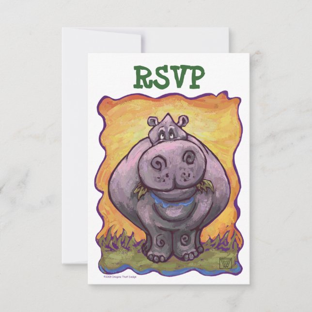 Hippopotamus Party Center UAWG RSVP Karte (Vorderseite)