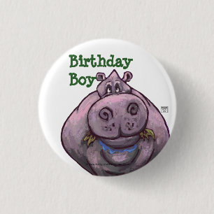 Hippopotamus-Party-Mitte Button