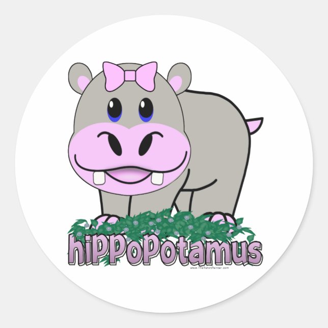Hippopotamus Runder Aufkleber (Vorderseite)