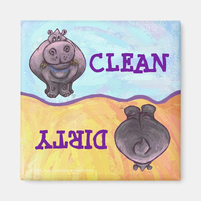 Hippopotamus Sale / Lave-vaisselle propre Magnet (Devant)
