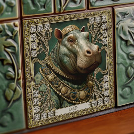 Hippopotamus Spirit Personalizable-Name Fliese