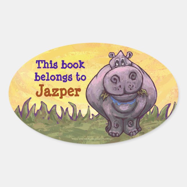 Hippopotamus Stationery Ovaler Aufkleber (Vorderseite)