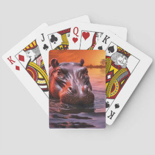 Hippopotamus Tierwelt Wildnis Farbenfroh Spielkarten