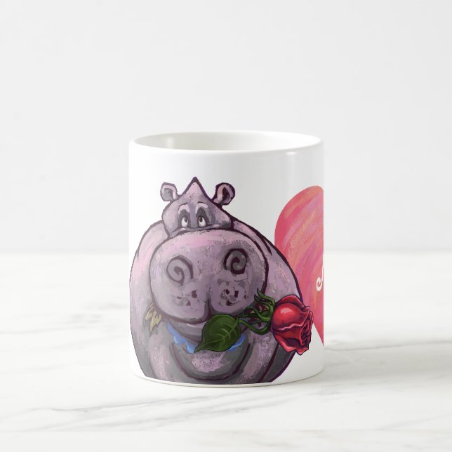 Hippopotamus-Valentinstag Verwandlungstasse (Mittel)