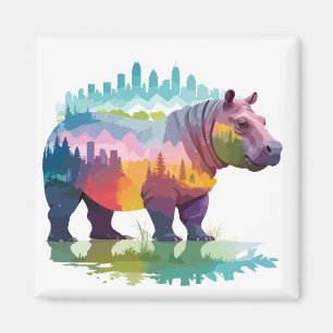 Hippopotamus Vector Art Magnet