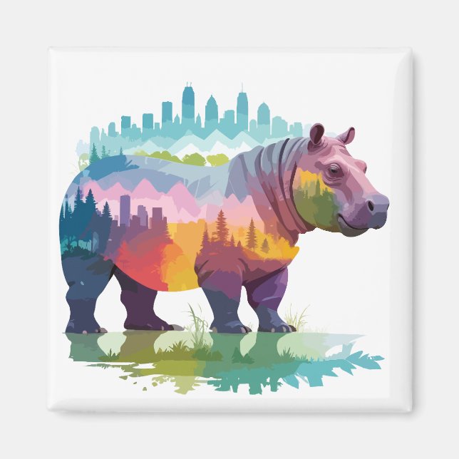 Hippopotamus Vector Art Magnet (Vorne)