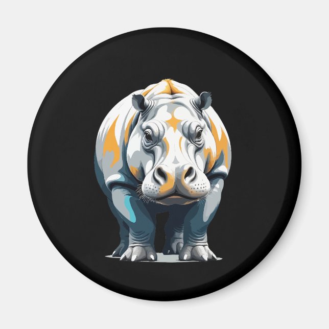 Hippopotamus Vector Art mit lebhaften Farben Magnet (Vorne)