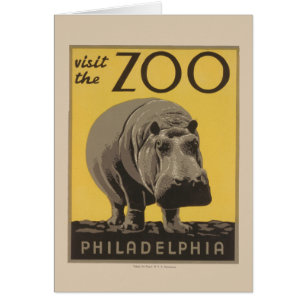 Hippopotamus Vintages Nilpferd-Zooposter wpa