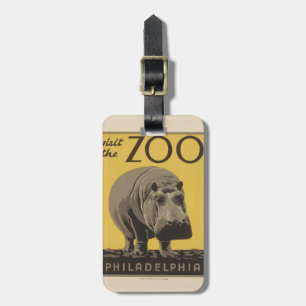 Hippopotamus Vintages Nilpferd-Zooposter wpa Gepäckanhänger