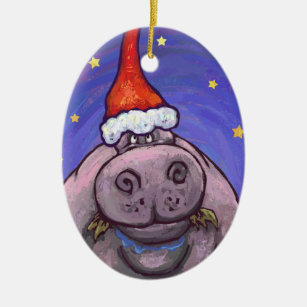 Hippopotamus-Weihnachten Keramik Ornament