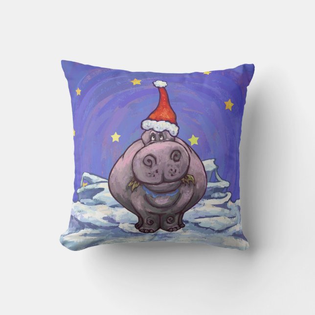 Hippopotamus-Weihnachten Kissen (Vorderseite)