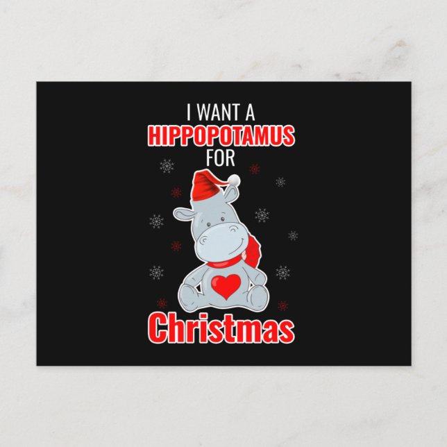 Hippopotamus Weihnachten Merry Santa Elf Gnomes Postkarte (Vorderseite)