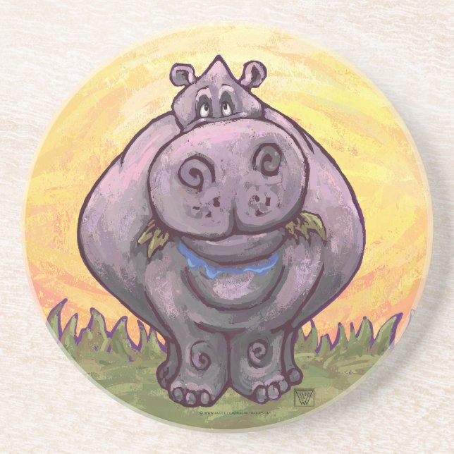 Hippopotamusgeschenke und Zubehör Sandstein Untersetzer (Vorne)