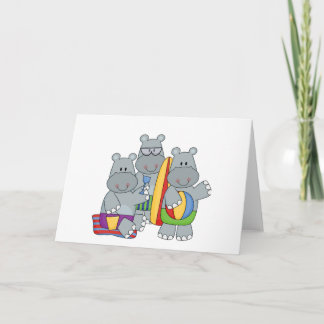 Hippos am Strand Tshirts und Geschenke Karte