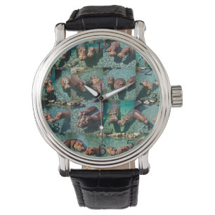 Hippos at Play: Ein Paradies für Wasserläufe Armbanduhr