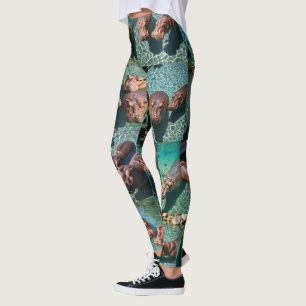 Hippos at Play: Ein Paradies für Wasserläufe Leggings