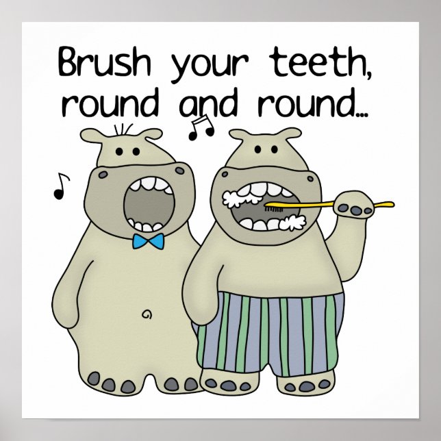 Hippos Brush Your Teeth Poster (Vorne)
