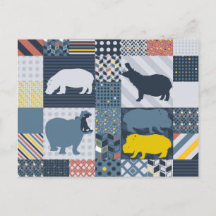 Hippos Imitats Quilt Postkarte