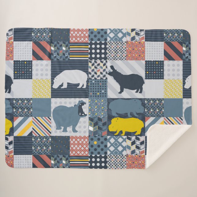 Hippos Imitats Quilt Sherpadecke (Vorderseite (Horizontal))