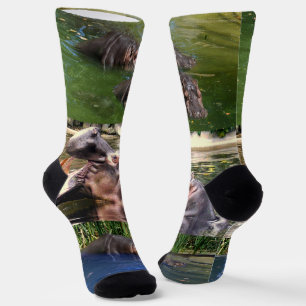 Hippos in einem Teich, Crew Socken