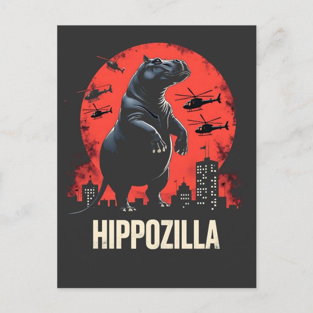 Hippozilla Spooky Moo Deng Baby Pygmy Hippo Postkarte (Vorderseite)