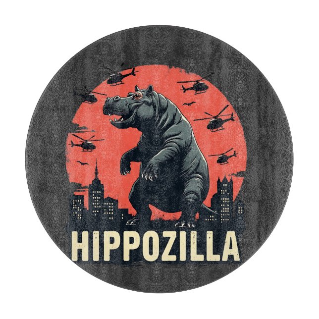 Hippozilla Spooky Moo Deng Hippo Halloween Schneidebrett (Vorderseite)