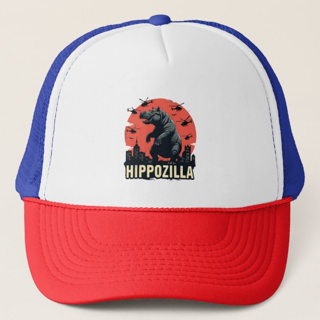 Hippozilla Spooky Moo Deng Hippo Halloween Truckerkappe (Vorderseite)
