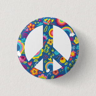Hippy 60er Boho Peace Sign Button