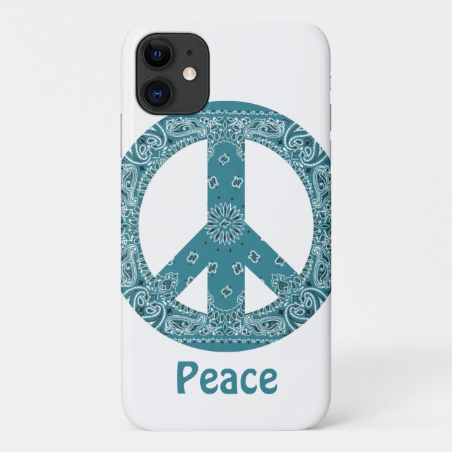 Hippy Bandanna Peace Sign Aquamarin Case-Mate iPhone Hülle (Rückseite)