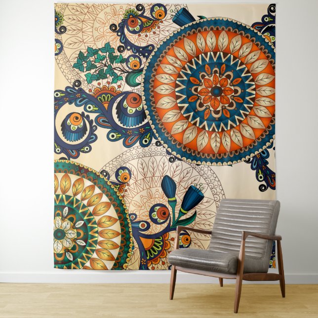 Hippy Bohemischer Friedensmandela Boho Chic Wandteppich (Beispiel)