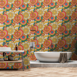 Hippy BoHo Herz und Wirble Muster Tapete