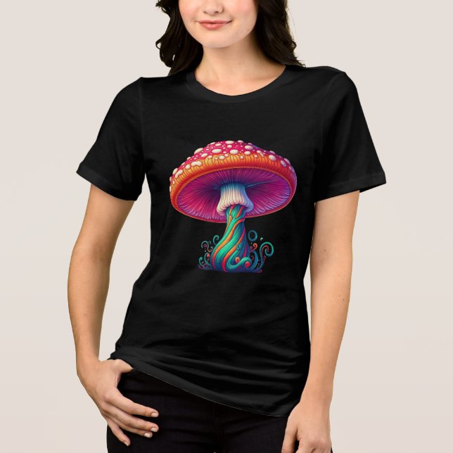 Hippy Boho Mushroom – 60s 70s Fashion Tri-Blend Shirt (Vorderseite)