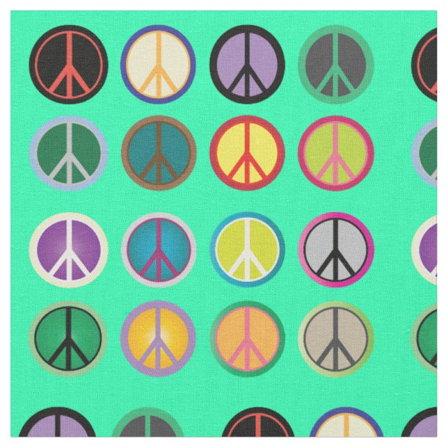 Hippy bunter retro 60er des Friedenszeichens Stoff (Nahaufnahme)