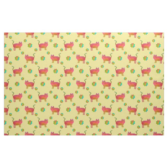 Hippy Cat im Sommer Stoff (Fat Quarter (45,7 x 55,9 cm))