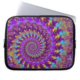 Hippy Fraktal-Muster-lila Türkis u. Gelb Laptopschutzhülle