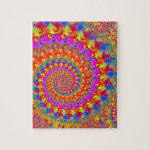 Hippy Fraktal-Muster-Rosa-Türkis u. Gelb