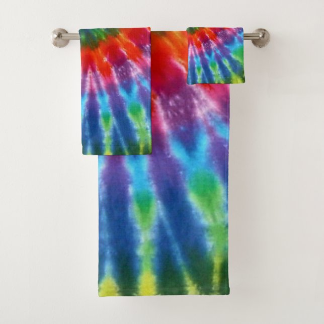 Hippy FriedensRetro 60er gefärbte Krawatte Badhandtuch Set (Insitu)