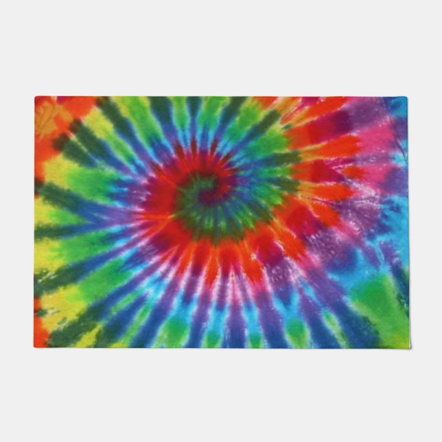 Hippy FriedensRetro 60er gefärbte Krawatte Fußmatte (Vorderseite)