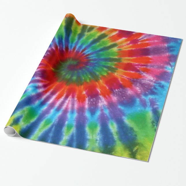 Hippy FriedensRetro 60er gefärbte Krawatte Geschenkpapier (Ungerollt)
