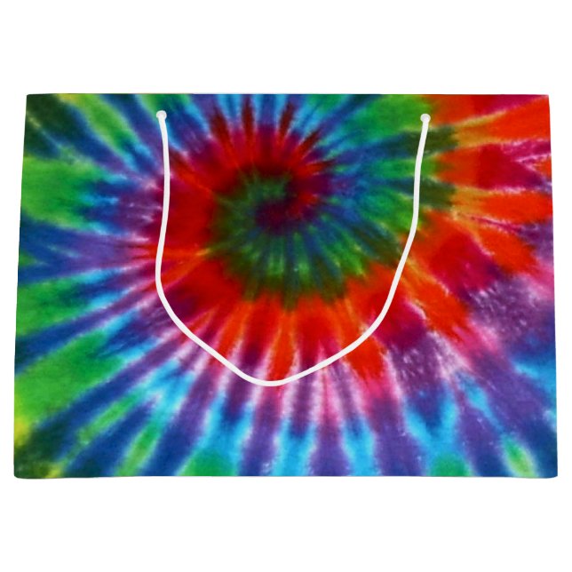 Hippy FriedensRetro 60er gefärbte Krawatte Große Geschenktüte (Vorderseite)