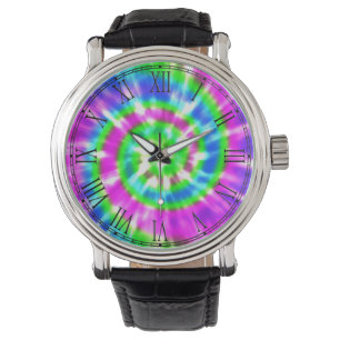 Hippy FriedensRetro gefärbte Krawatte buntes Boho Armbanduhr