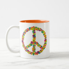 Hippy Friedenszeichen-Blumen Zweifarbige Tasse