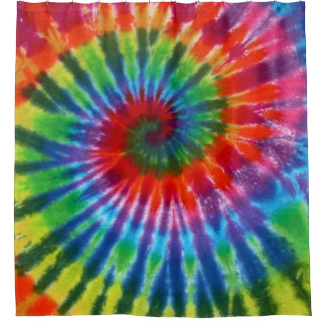 Hippy Gefärbte Krawatte 60er Retro Colorful Boho Duschvorhang (Vorderseite)