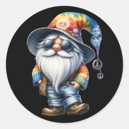 Hippy Gnome Runder Aufkleber