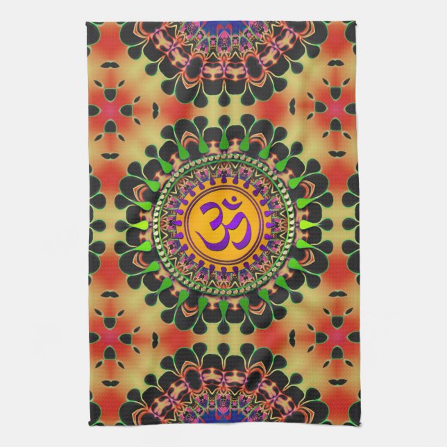 Hippy Goa Sun 'delica Lila OM Tuch Banner (Vertikal)