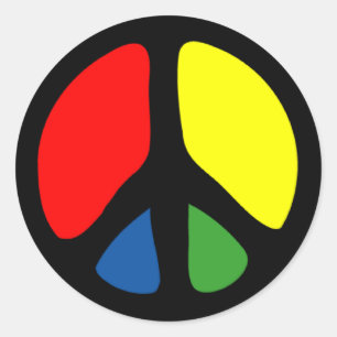 Hippy Groovy Peace Symbol Runder Aufkleber