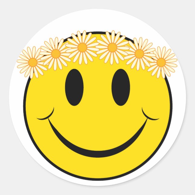 Hippy Happy Face Runder Aufkleber (Vorderseite)