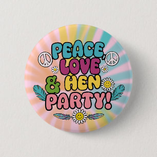 Hippy Hen Party Hen do 1970er Dekorationen Button