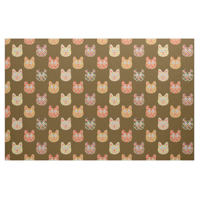 Hippy-Katzen der Erde Stoff (Fat Quarter (45,7 x 55,9 cm))