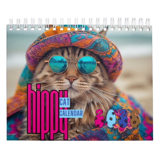 Hippy-Katzenkalender, Katze Kalender (Titelbild)
